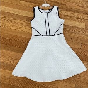 White skater skirt dress with black detailing